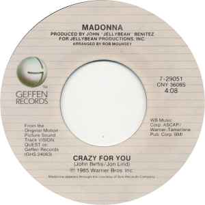 Madonna -- Crazy For You / No More Words