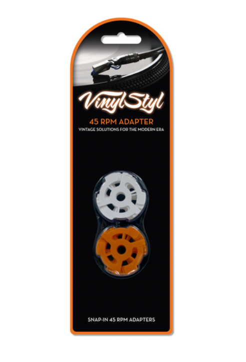Vinyl Styl 7 inch 45 RPM Vinyl Record Adapter - Snap In - 10 Pk (Orange/White)